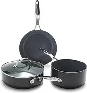 GreenPan Valencia Pro Hard Anodized Induction Safe Healthy Ceramic Nonstick Gray Cookware Pots and Pans Set, 4-Piece
