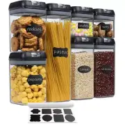 7-Piece Stackable Airtight Food Storage Container Set - Plastic, Black, Kitchen