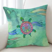 Native American Animal Art Painted Turtle Cushion Cover