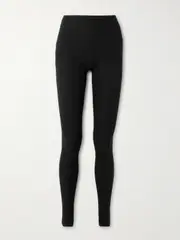 [ÉTERNE] ÉTERNE - Ribbed Stretch-cotton And Modal-blend Jersey Leggings - Black - x small x small Black
