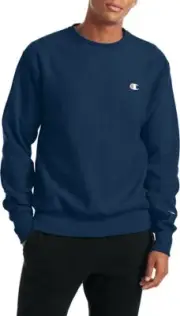 Champion Men's Classic-Fit Reverse Weave Logo Crew SweatShirt Jetson Blue-Small