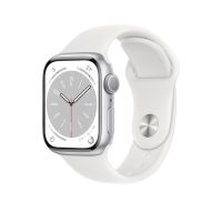 Apple Watch Series 8 (GPS) 45mm 銀色鋁金屬錶殼；白色運動型錶帶（現貨）