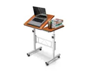 Adjustable Laptop Desk Portable Mobile Computer Table Stand Oak