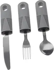 1 Set Portable Adaptive Utensils Cutlery Drainer Spoons Serving One Hand Utensils Hands Spoon Elderly Handles Grab Can Elderly Cutlery Disabled Elderly Tableware Kit Rubber Grey