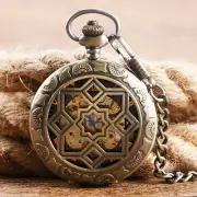 Vintage Hollow Mechanical Pocket Watch Necklace Pocket Fob Chain Watches Gifts