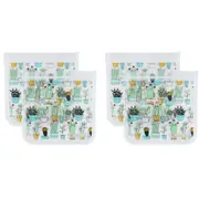 2x 2pc Full Circle Ziptuck Reusable 830ml/8cm Sandwich Bag Food Pouch Set Cactus
