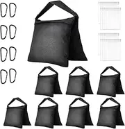 Sandbags 8 Pack Sand Weight Bags Photographic Equipements for Photograpy Lighting Booms Stands, Umbrella Base, Fishing Chair, Picnic Table - Black