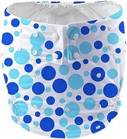 CutiePlusU Adult Cloth Diaper Washable Adult Pocket Nappy Cover Adjustable Reusable Breathable Leak Free - Blue Dot