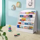 5 Tiers Kids Bookshelf Wide Storage Rack Bookcase Shelving Display Organizer