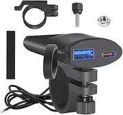Motorcycle USB Port, QC 3.0 Motorcycle Charger Waterproof PD USB Adapter, Ultra-Narrow Quick Adapter 12V-24V Charging Port for Travel & Outdoor