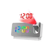 Digital Colourful Light LED Alarm Clock with Projector - White