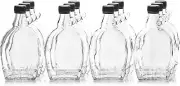 12 Ounce Glass Maple Syrup Bottles Loop Handle &amp Black Plastic Tamper Evident