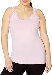 [Just My Size] Women's Plus Size Stretch Jersey Lace Trim Tank