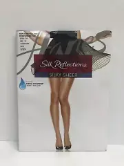 Hanes Pantyhose Silk Reflections Reinforced Toe Non-Control Top Size EF Navy
