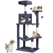 Cat Tree 143 cm Cat Tower with Cat Condo Sisal Scratching Post Dark Grey