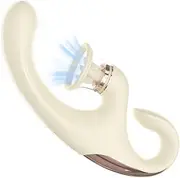 G Spot Vibrator Dildo Sex Toys - 3in1 Sucking Licking Tongue Vibrator with Sucking Cups, Clitoral Nipple Adult Sex Toys with 9 Tongue Licking & 9 Vibrating &3 Sucking Modes Anal Dildo for Women (Milk tea color)