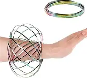 HAS 304 Stainless Steel Firm Flow Ring Magic Bracelet Toy for Stress Relief Kinetic Science Educational Spring Ring Multi - Sensory Interactive Cool Dance Prop (Rainbow)