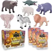 #sbabam Funny Box Legend of Animals Savannah Dominator Toy Animals for Kids, 3 Pieces, Kids Games from Kiosk, Soft Extendable Elephant, Lion and Other Dolls with Special Effects