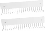 STOBAZA 2pcs Wall Mounted Belt and Tie Organizer 180° Rotating Belt Hanger Rack for Closet Space Saving Tie Rack with Hooks Scarf Holder Coat Hook