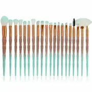 20PCS Eye Make-up Brushes Diamond Unicorn Eyebrow Blending Brush Green/Brown Set