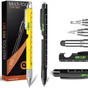 9-in-1 Multi-Tool Stylus Pen with LED Light Bottle Opener Phone Holder Ruler Flat and Phillips Screwdriver Heavy Duty Al