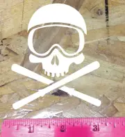 Snow Ski Skull Crossbones Downhill skiing ski binding Die Cut Sticker