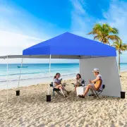 CostwayPop up Canopy Tent with 2 Convertible Sidewalls and UPF50+ UV protection-Blue