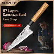 XINZUO 5.8" inch Multi-purpose Knife 67 Layer Custom Damascus Steel Ultra Sharp