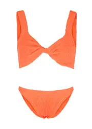 Hunza G Xandra Seersucker Bikini, Bikini, Orange - One Size One Size