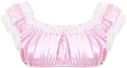 [WANFJ] Women Lingerie Sexy Mens Soft Smooth Bra Exotic Sissy Lingerie Ruffle Wide Elastic Straps Backless Wireless