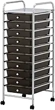 Boxsweden Metal Trolley 10 Drawer with Wheels, 32 x 36.5 x 90 cm Size, Black (96000)