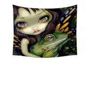 Faces of Faery #146 Butterfly Fairy and Her Frog Tapestry