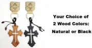 Cross Key Chain Hanging Black or Light Wood Handmade Religious Faith PKC3810N