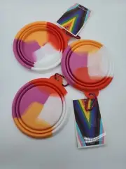 Collapsible Dog Bowls #TakePride multicolor flag with clip lot of 3