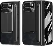 Case for Google Pixel 9 Pro Fold, Built-in Screen Protector Anti-Shock and Drop Protection Case, Fashionable Leather Case (Black,for Pixel 9 Pro Fold)