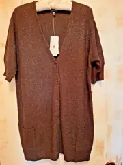 EILEEN FISHER Chocolate Lean Cardigan, Large, NWT