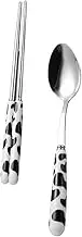 BIUDECO Stainless Steel Ceramic Boys and Girls Cutlery Set Safe Children's Spoon Chopsticks Household Tableware for Dinner Party BBQ