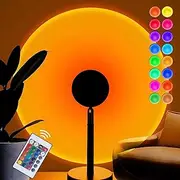 Balkwan Sunset Lamp Projection Rotation Rainbow Projection Lamp Led Romantic Visual Led Light Network Red Light with USB Modern Floor Stand Night Light Living Room Bedroom Décor (16 Color Sunset Lamp)
