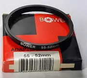 55-52mm Step-Down Lens Filter Converter Adapter Ring 55mm-52mm Metal 55-52 Bower