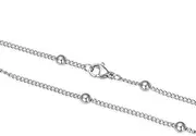 [Adabele] 304 Grade Surgical Stainless Steel 1.3mm 1.8mm Satellite Chain 3mm Bead Station Chain Necklace 18 Inch Hypoallergenic Women Girl Men Jewelry