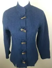 NWT Cabela's Size S Waffle Weave Navy Blue Toggle Closure Cardigan Jacket Top