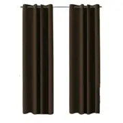Brown Blockout Curtains Bedroom Window Eyelet Draperies Pair 2x