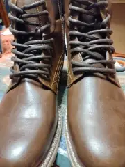 Harrison Myles Genuine Leather Boots Lace Up Side 12 Zipper Dark Brown