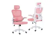Work Office Chair - Lumber Support, Flip-up Armrest, Adjustable Headrest SITIO - Pink