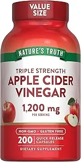 Apple Cider Vinegar Capsules | 600mg | 200 Pills | Value Size | Vegetarian, Non-GMO, Gluten Free | by Nature's Truth