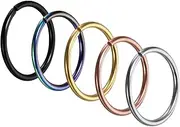[JewelryWe] Jewellery Stainless Steel Ear Clip-On Fake Hoops Nose Piercing Lip Piercing Earrings Stud Ear Hooks for Men and Women 8 mm Colour: Silver, Gold, Black