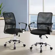 Artiss 2x Mesh Office Chair Computer Desk Chairs Home Office Mid Back Black