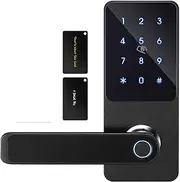 Smart Lock, Ttlock App Keyless Entry Keypad Fingerprint Biometric Passcode Code Digital Smart Handle Door Lock Remote Control,for Bedroom Hotel Office Apartment FANDIAO