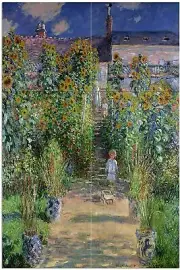 Tile Mural Garden Flowers Child Claude Monet Kitchen Backsplash Marble Ceramic