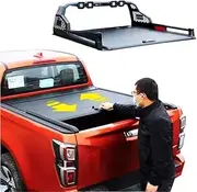 ALCYBD Retractable Aluminum Tonneau Cover Compatible for Ram 1500 Pickup Truck Bed Cover Compatible for Tacoma Compatible for Chevrolet Silverado(Electric Lock)